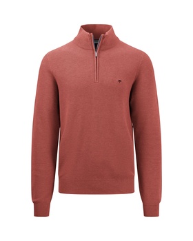Pullover aus Struktur-Strick mit Troyer-Kragen